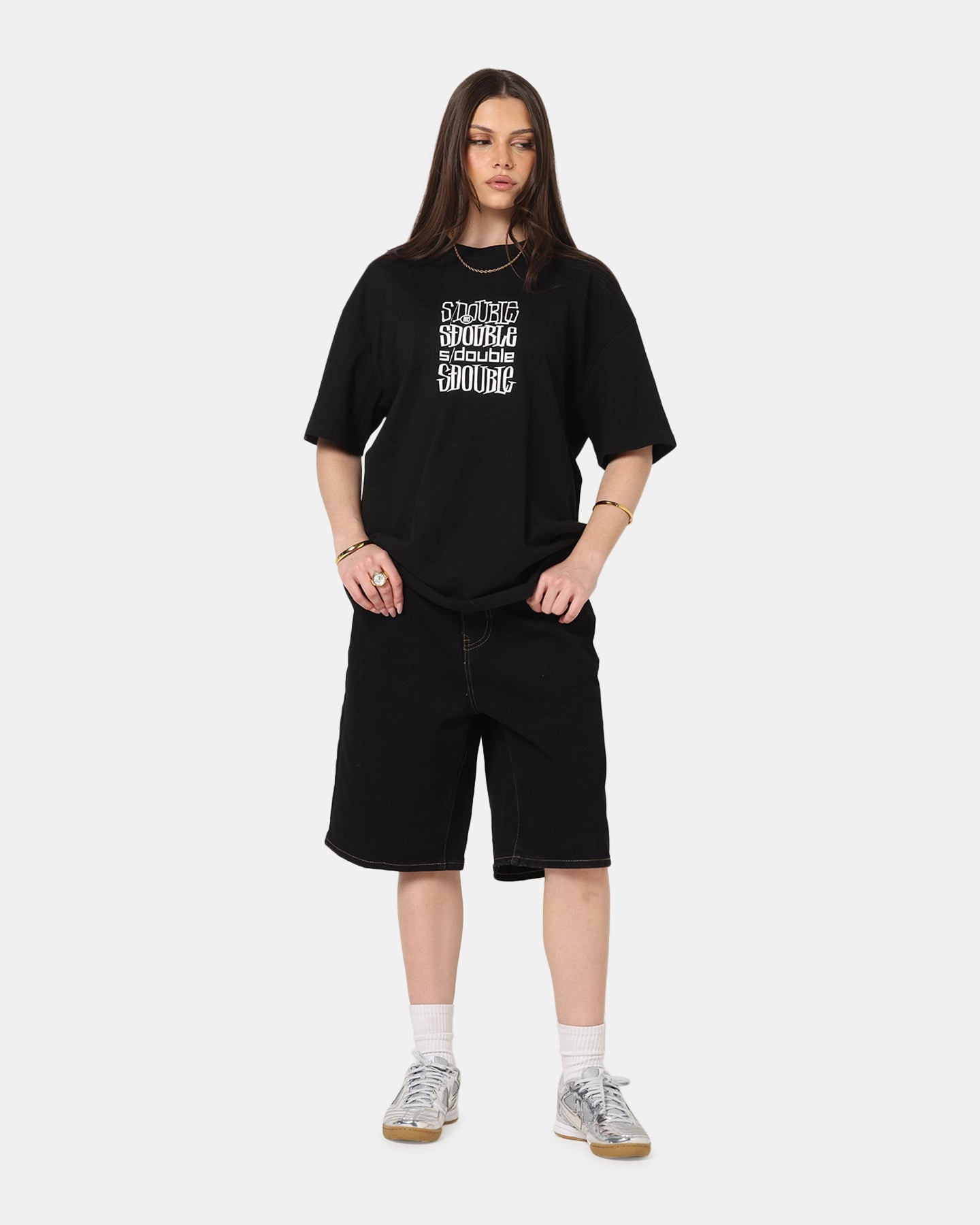 Chic And Comfortable S Double Logofest T-Shirt Black