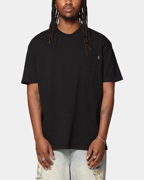 Drop Shoulder Cut S Double Pocket T-Shirt Washed Black