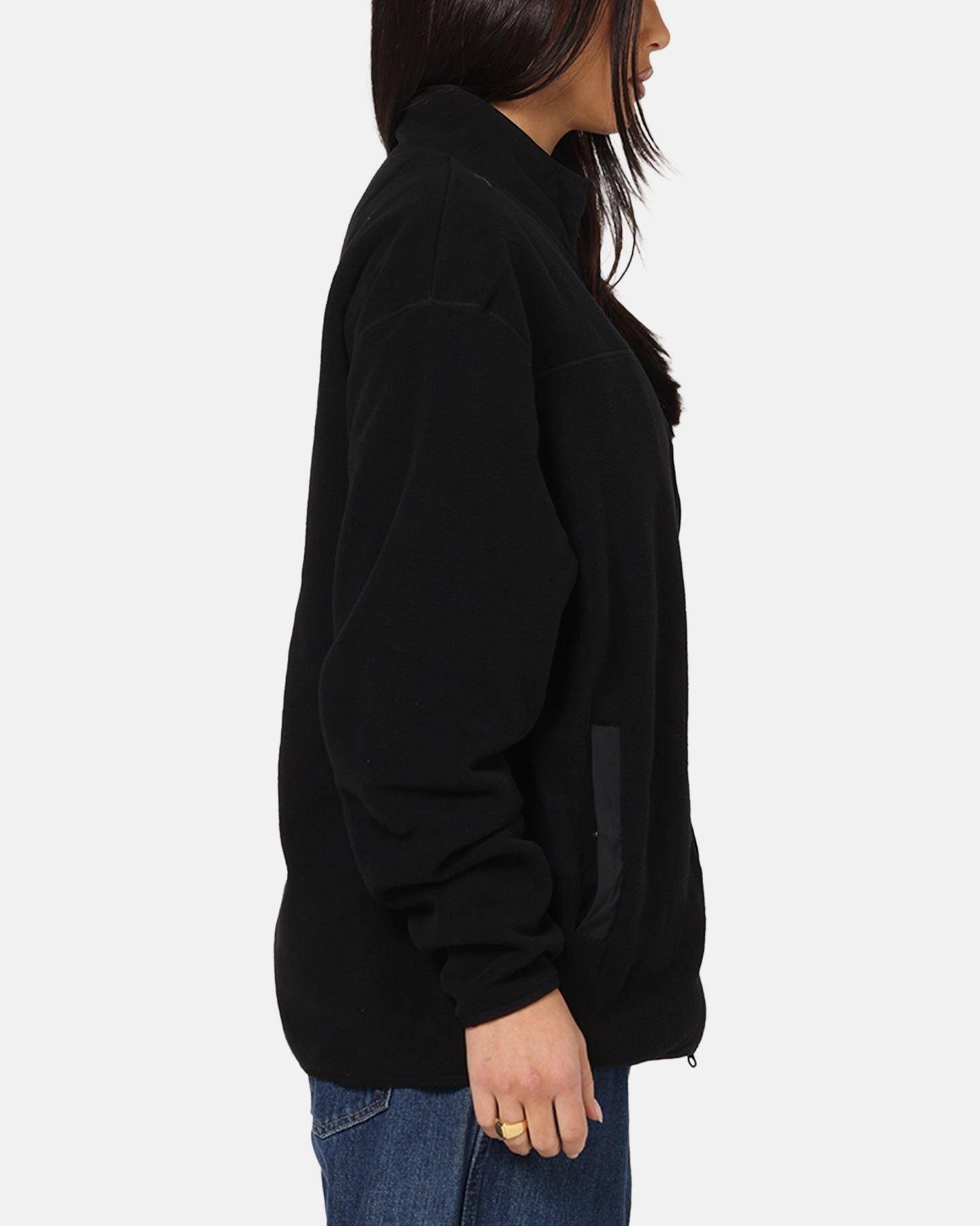 S Double Polar Fleece Jacket Black floral