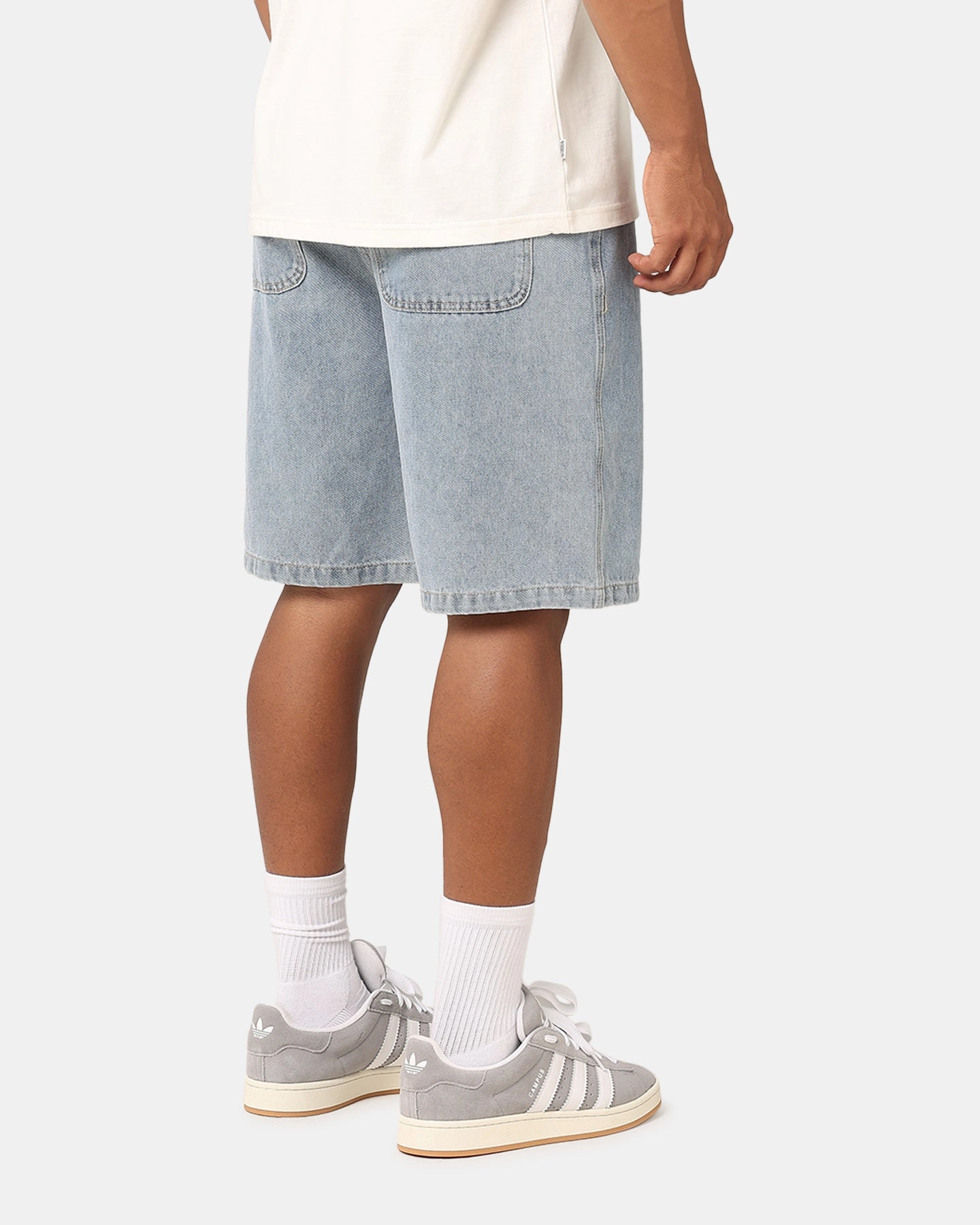 S Double Print Denim Standard Shorts Light Blue Seamless construction