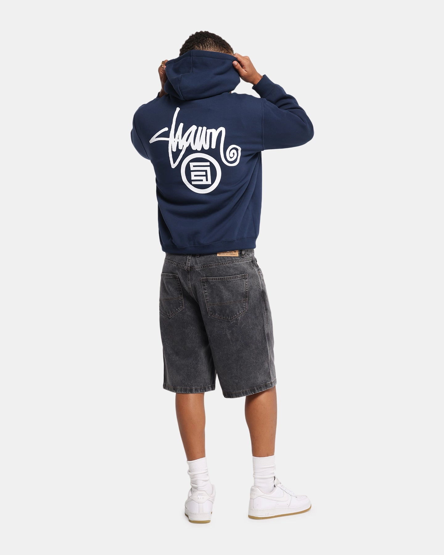 S Double Shawn Dot Zip Through Hoodie Washed Navy Enhanced Durability Fabric Free Fit