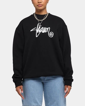 Autumn Wear Moisture Wicking Inner S Double Shawn Script Crewneck Black