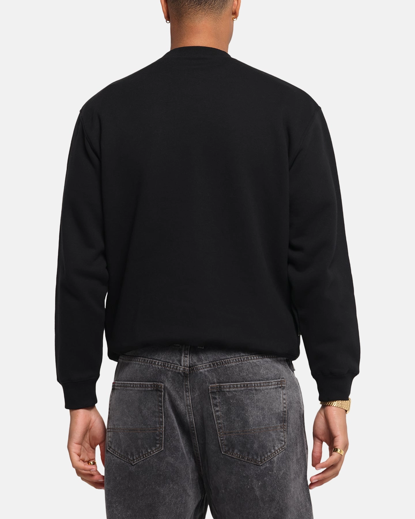 S Double Shawn Script Crewneck Black Odor Resistant