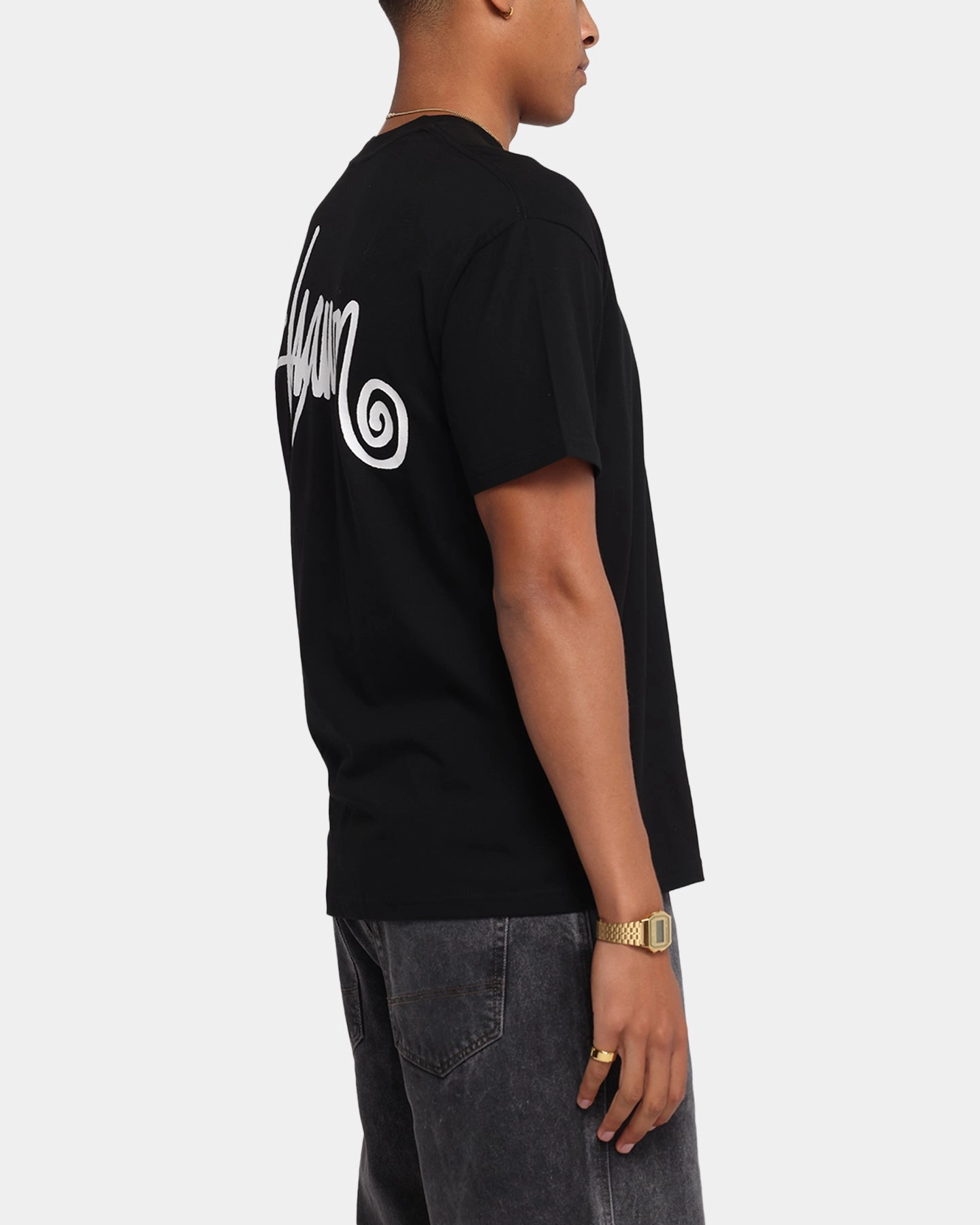 Smart Layering Durable Stitching S Double Shawn Script T-Shirt Black