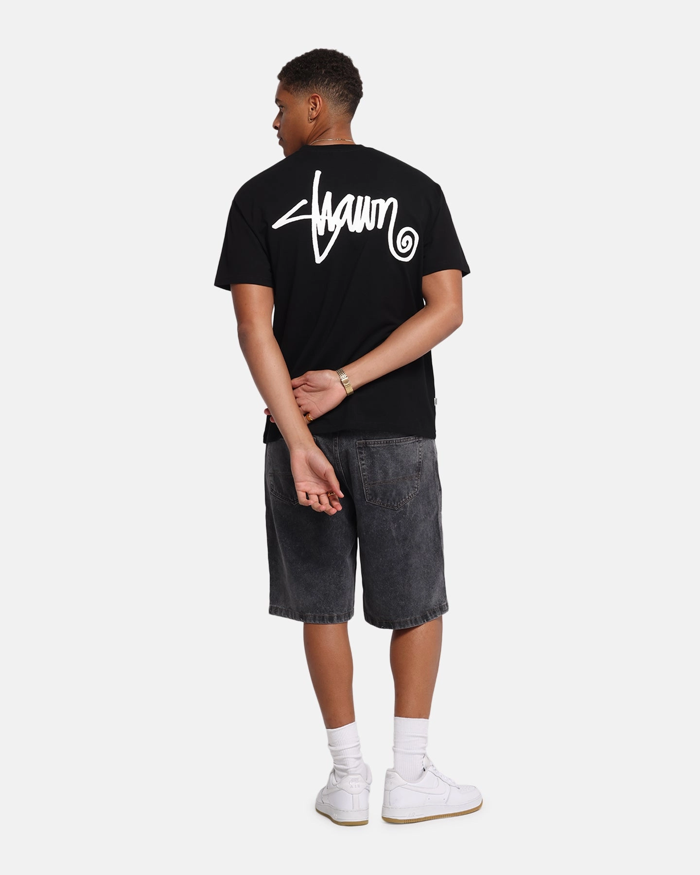 Odor Resistant Material S Double Shawn Script T-Shirt Black