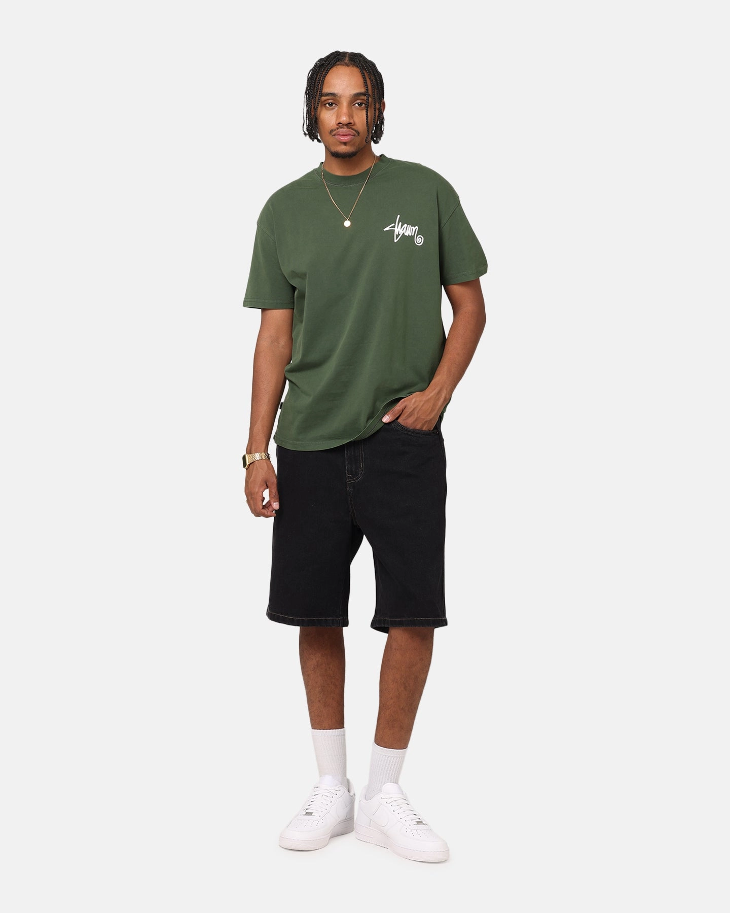 cycling outfit S Double Shawn Script T-Shirt Forest