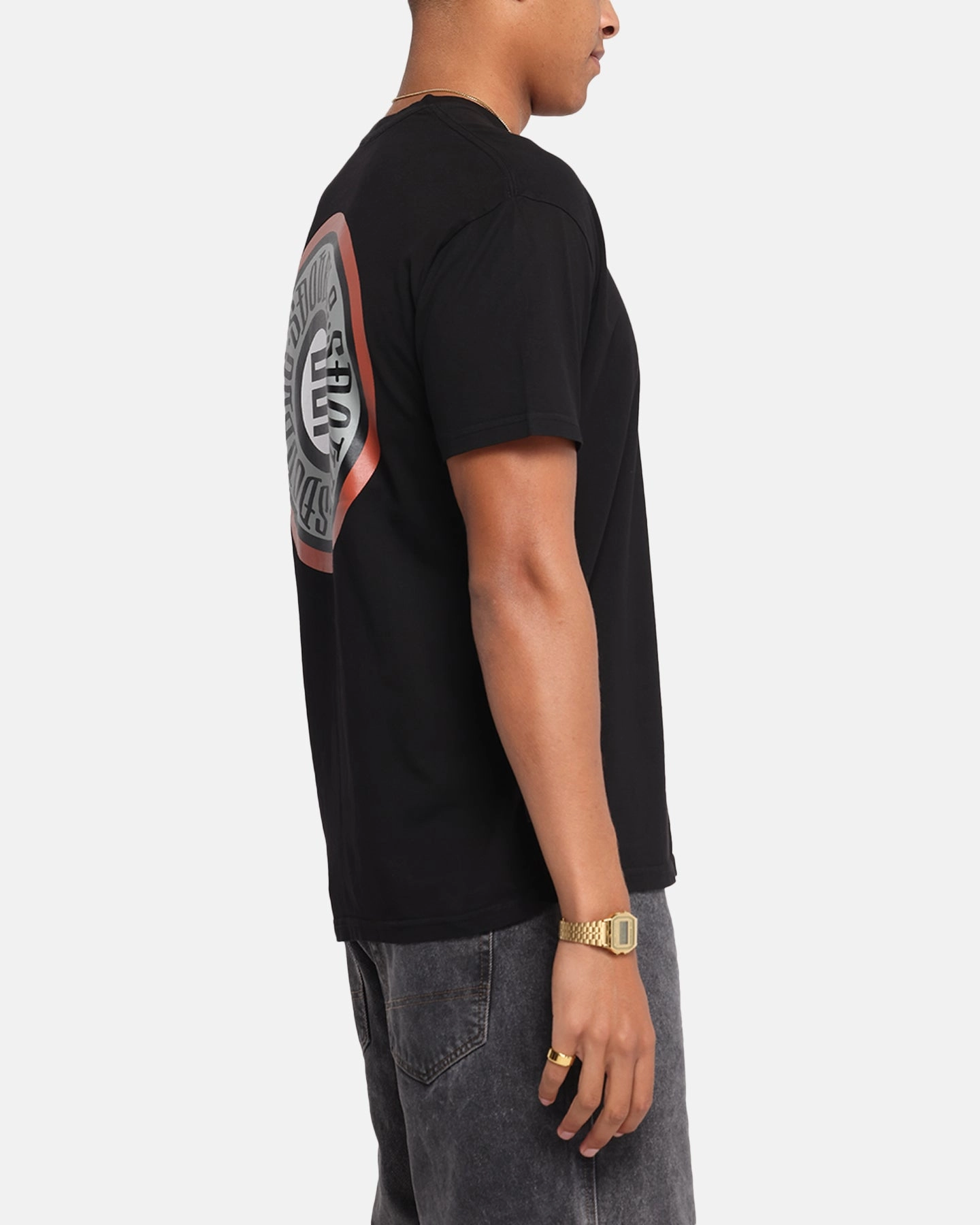 S Double Track Dot T-Shirt Washed Black Timeless Wear Trendy Piece