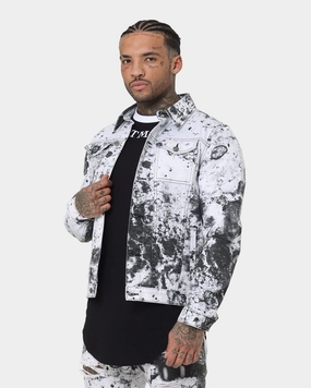 Saint Morta Acid Jean Jacket White/Black Allure motorcycle
