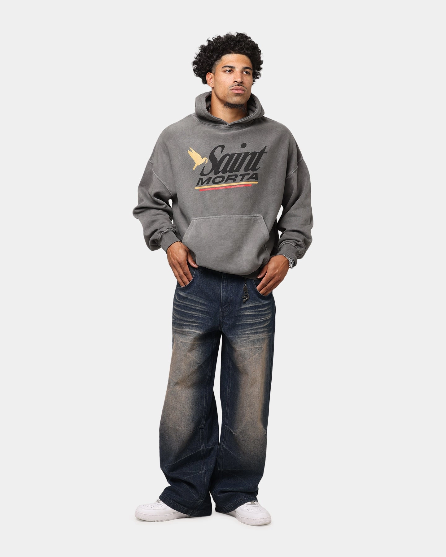 construction Saint Morta Adrenaline Boxy Hoodie Washed Charcoal