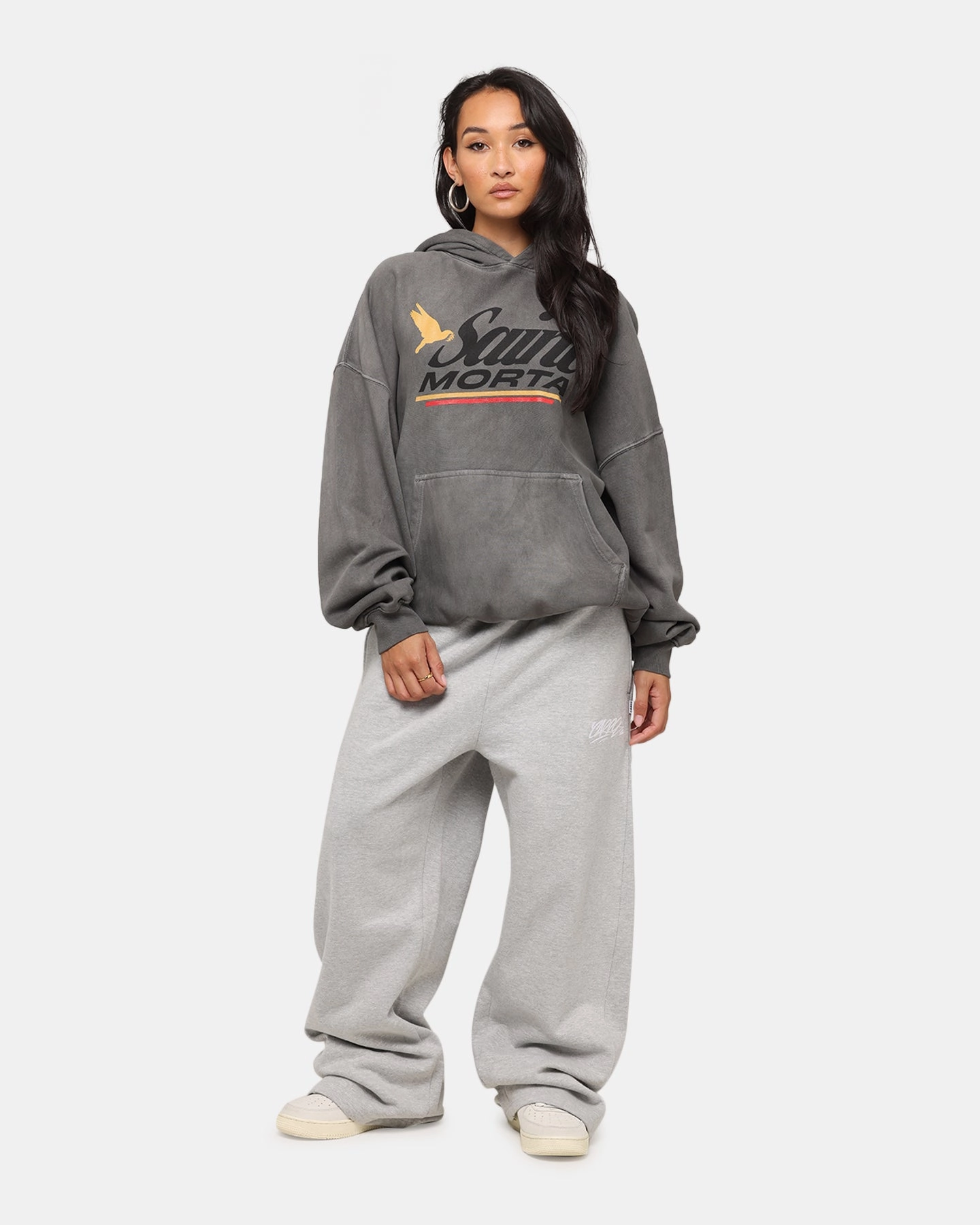 Stretch Comfort Saint Morta Adrenaline Boxy Hoodie Washed Charcoal