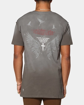 Saint Morta Amorfati Lafayette T-Shirt Sunfade Brown Cozy Vibes Ribbed collar