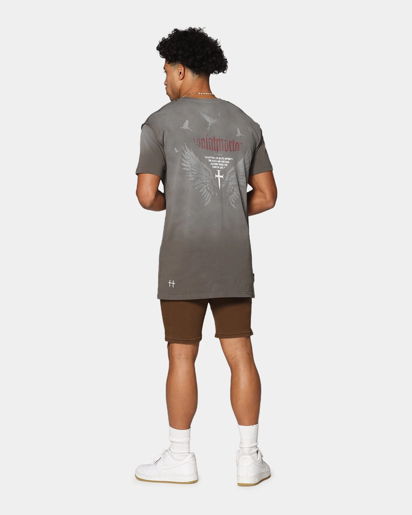 Saint Morta Amorfati Lafayette T-Shirt Sunfade Brown MinimalistStitching