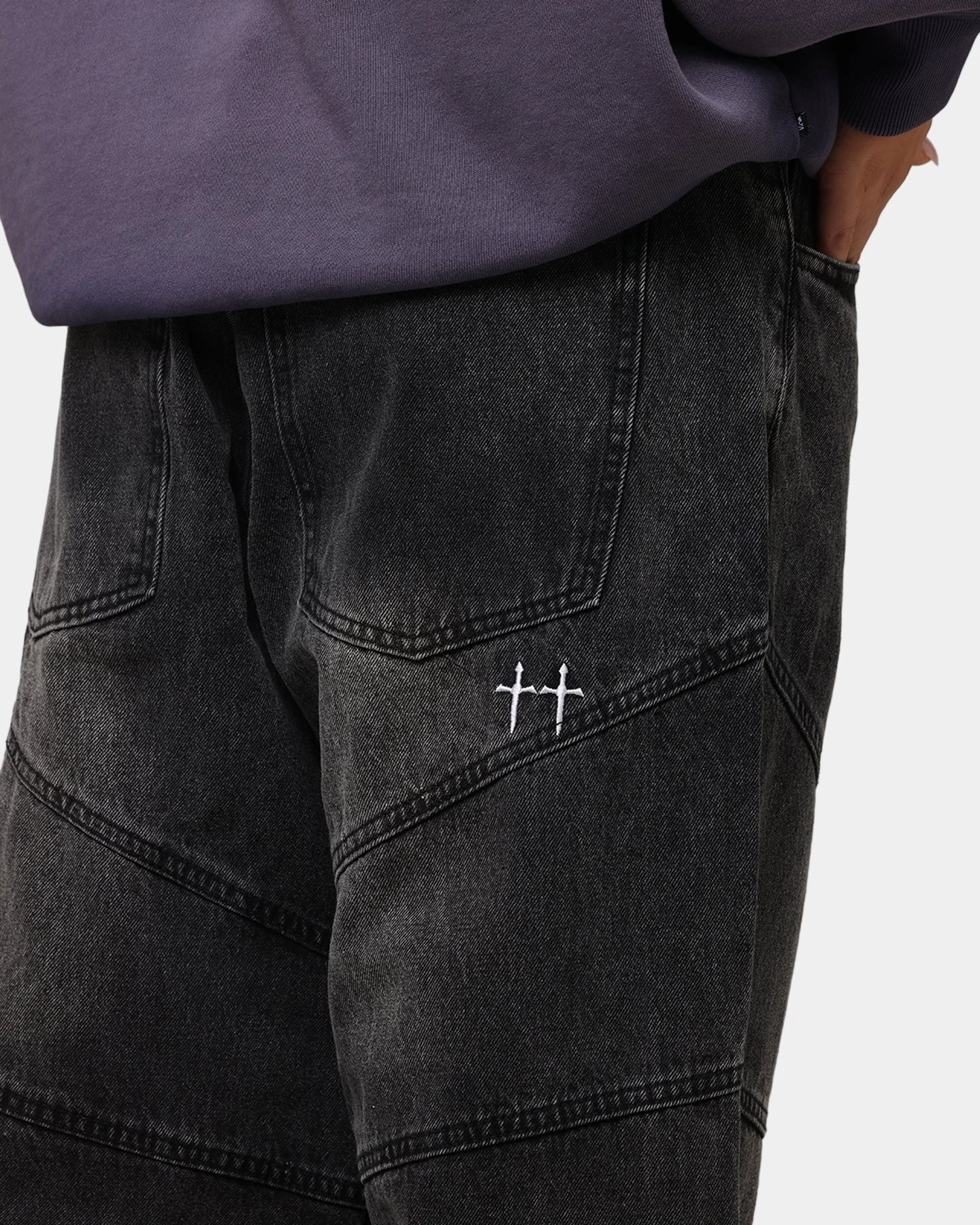 Durable Triple Stitched Seams Relax Mode Saint Morta Amplus Armoury Jeans Black Shadow