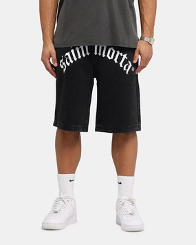 Saint Morta Amplus Gothic Denim Jort Shorts Black Shadow Move Easy