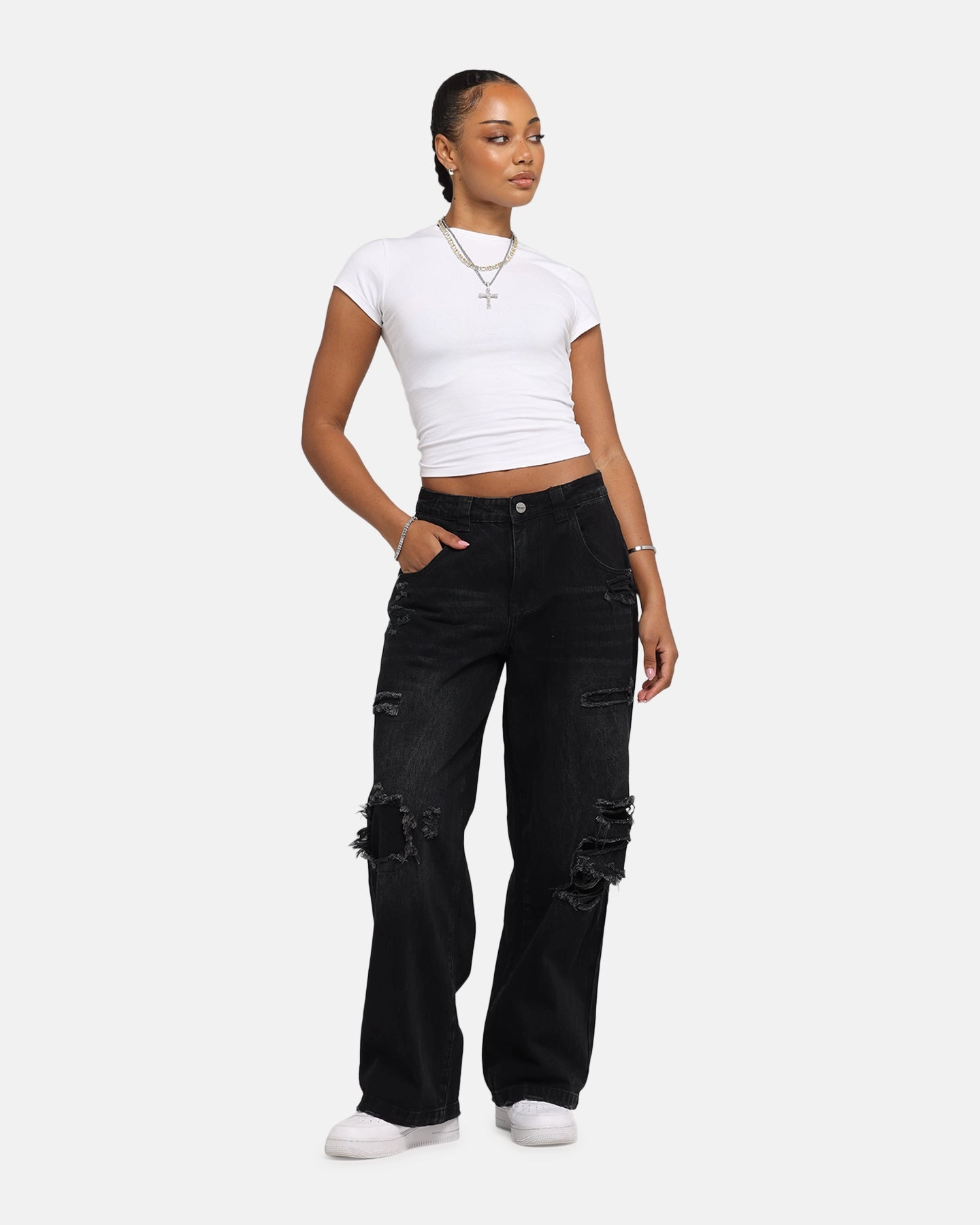 Street Fashion Trend Setter Holiday Vibes Saint Morta Amplus Rampage Jeans Rampage Black