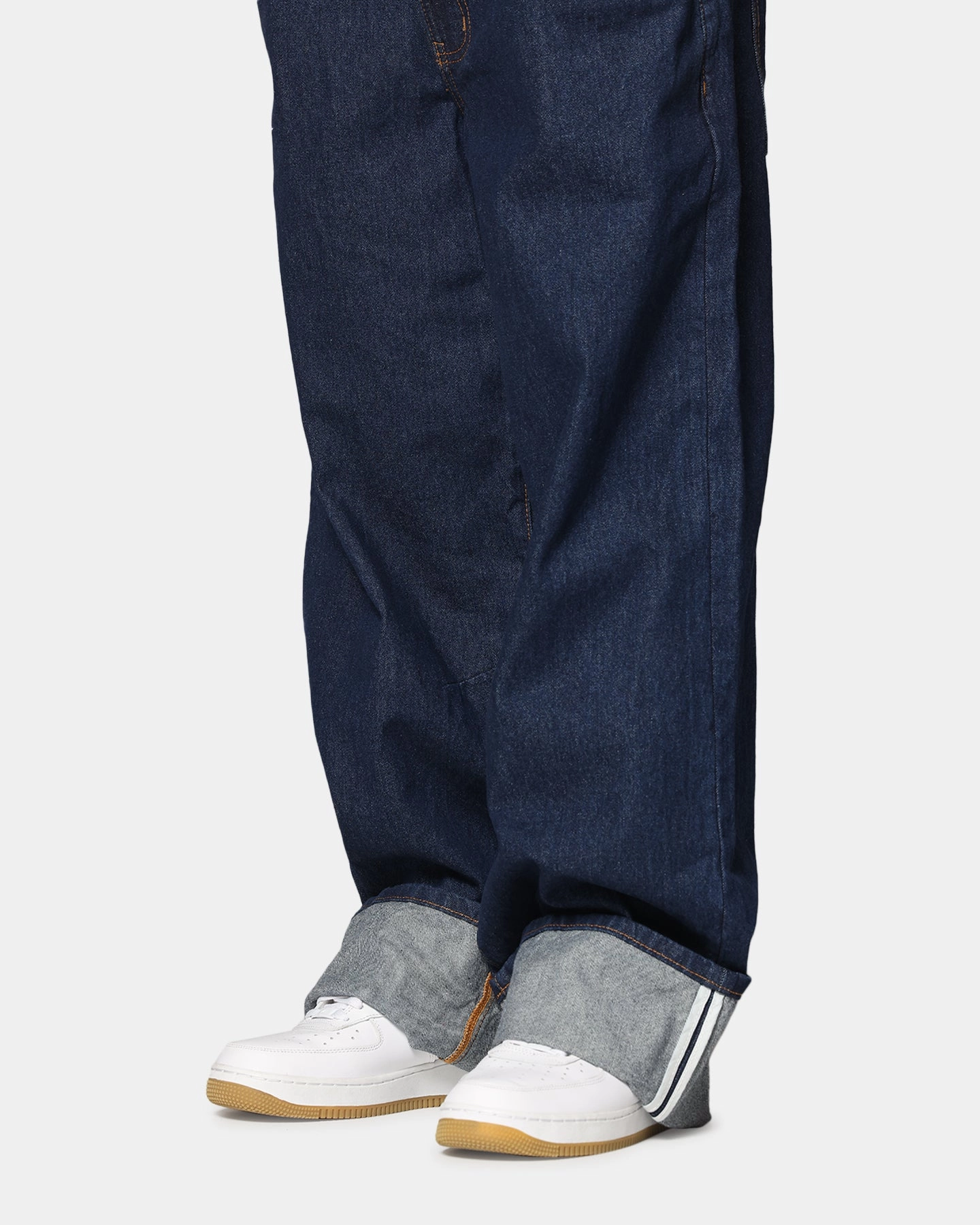 Neutral Casual Chill Friendly Saint Morta Amplus Selvedge Cuffed Jeans Indigo/Tan