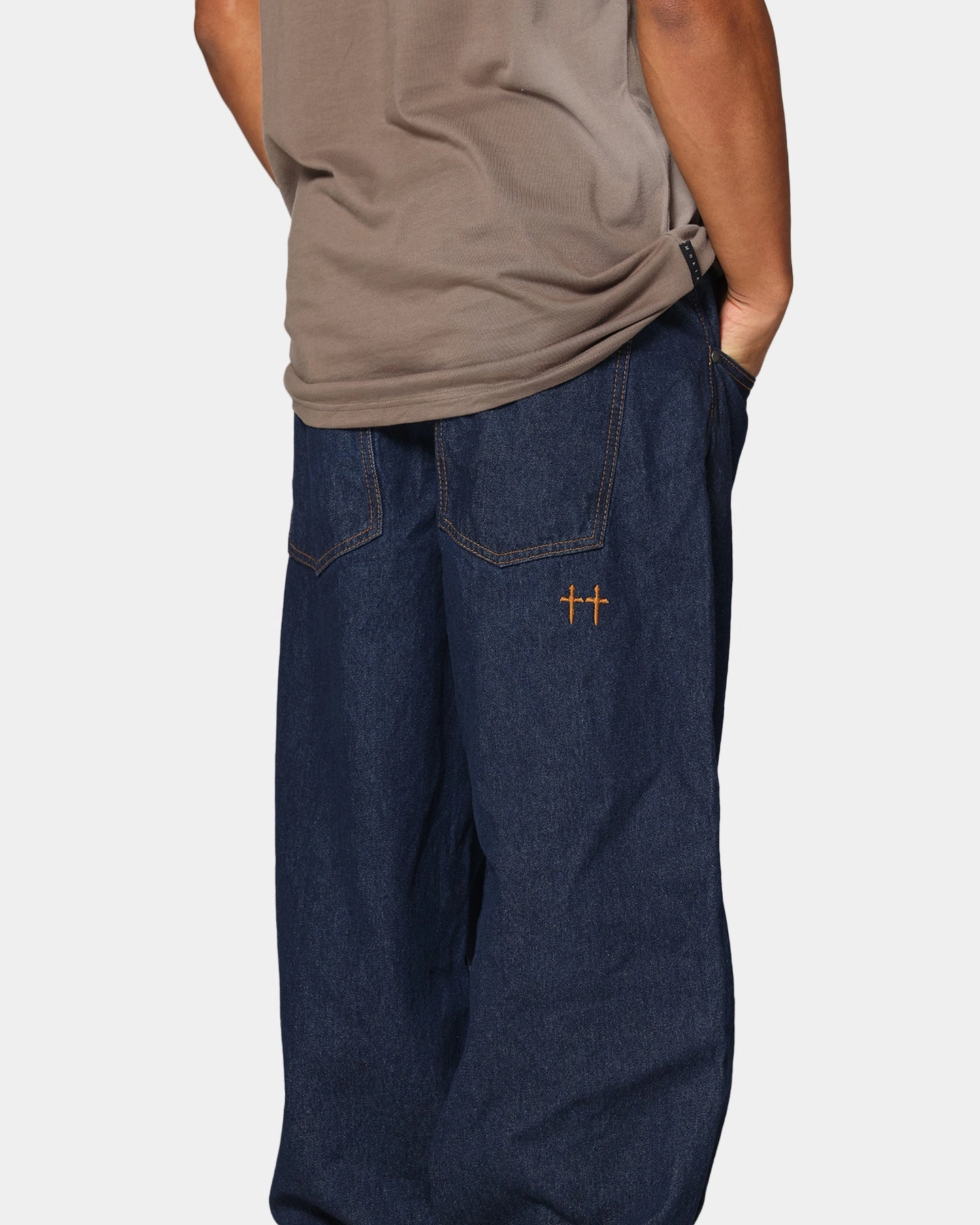 Saint Morta Amplus Selvedge Cuffed Jeans Indigo/Tan Neutral Loose