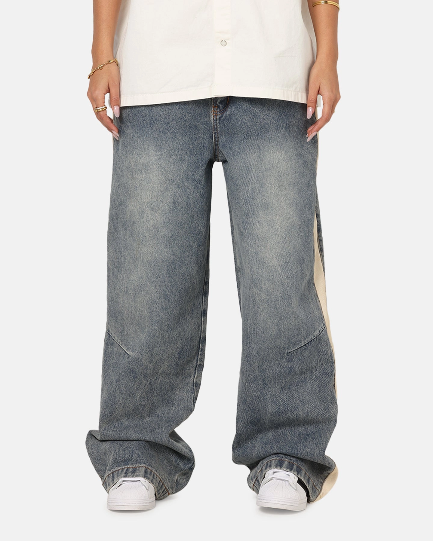 Saint Morta Amplus Sidewinder Jeans Dirty Denim/Off White Trend Setter Trendy Premium Streetwear Fan Family Style