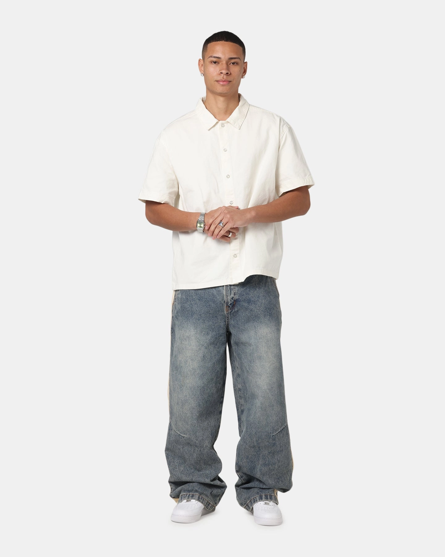 Saint Morta Amplus Sidewinder Jeans Dirty Denim/Off White Functional Outfit