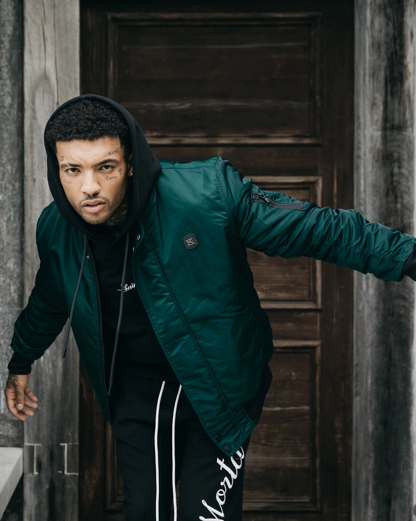 Saint Morta Annex Bomber Jacket Stadium Green All Weather Protection mountain scene