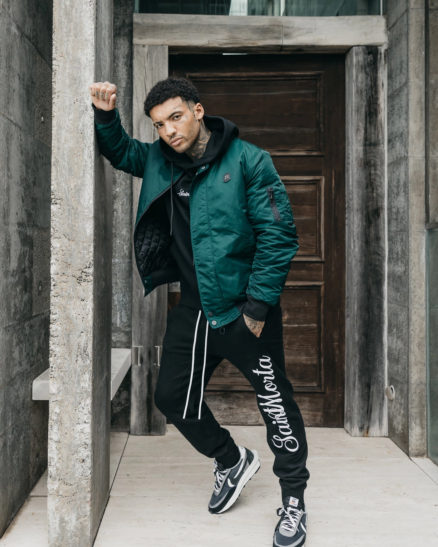 Saint Morta Annex Bomber Jacket Stadium Green Urban Wear Silicone Grip Trim
