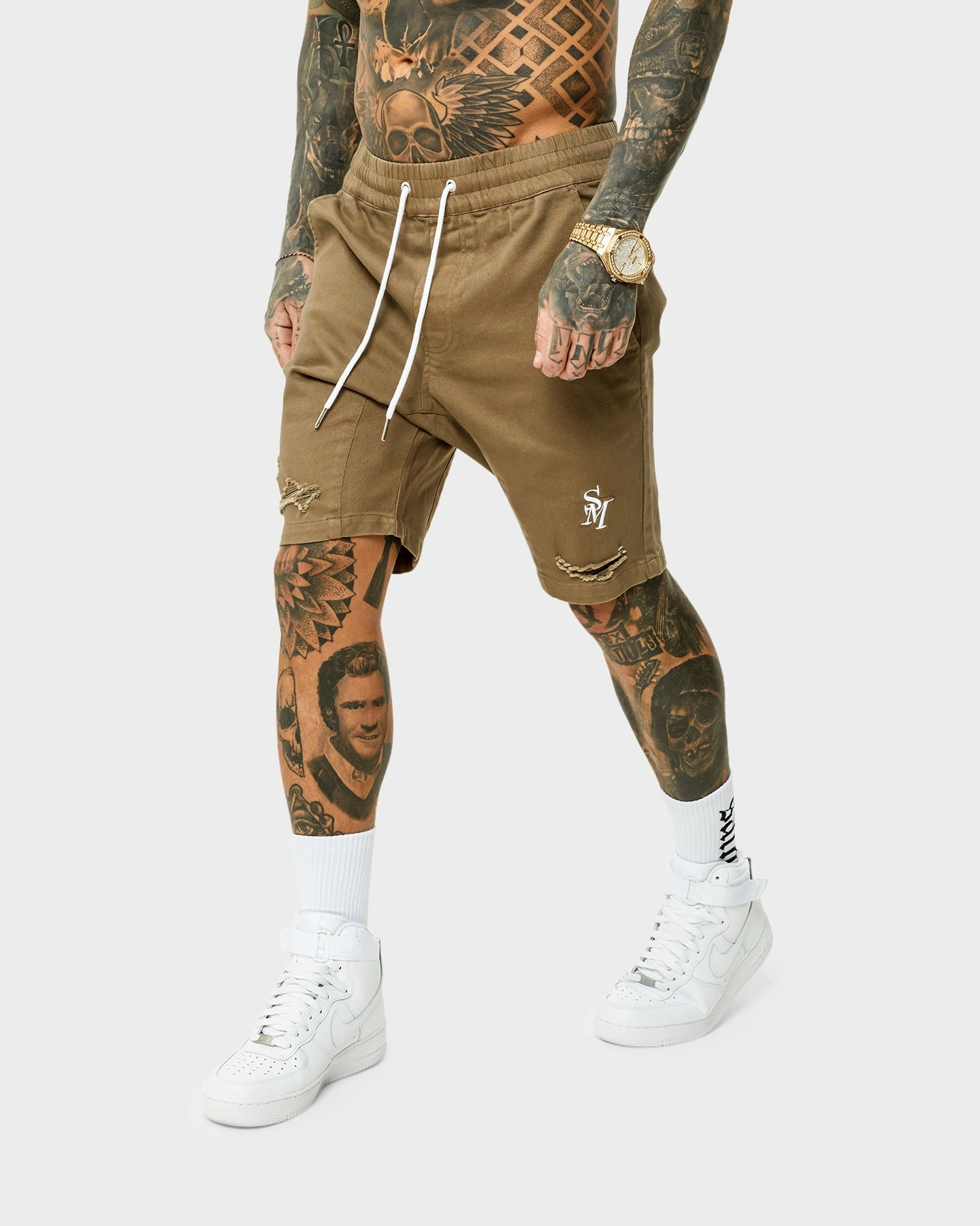 Multi Panel Construction shrink-resistant Saint Morta Annex Denim Shorts Brown