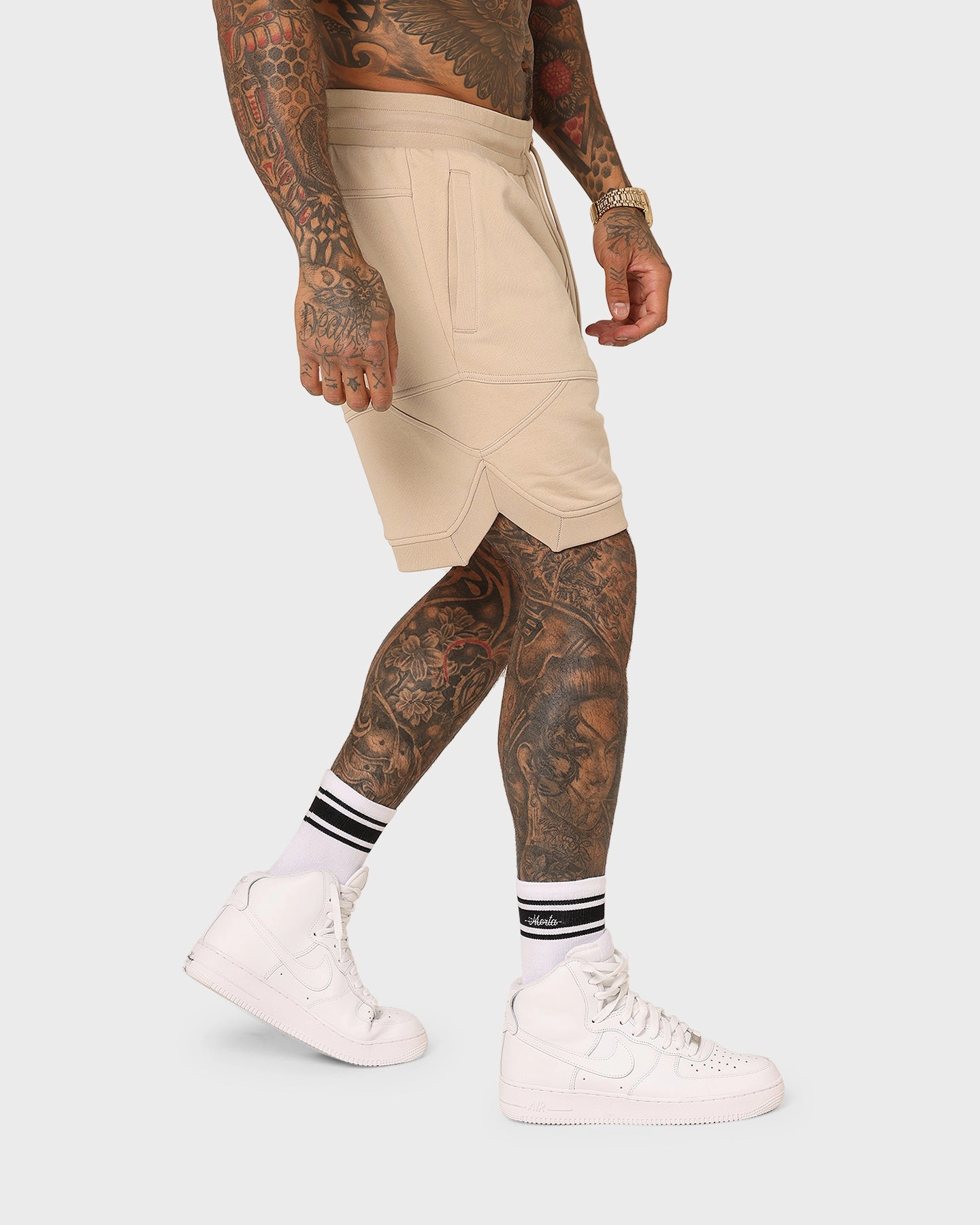 Saint Morta Annex Inset Basketball Shorts Stone Fair trade Microfiber Blend Fabric