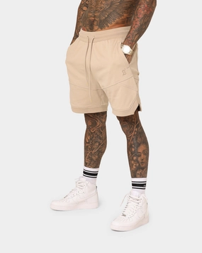Multi Panel Cut Running Gear Saint Morta Annex Inset Basketball Shorts Stone