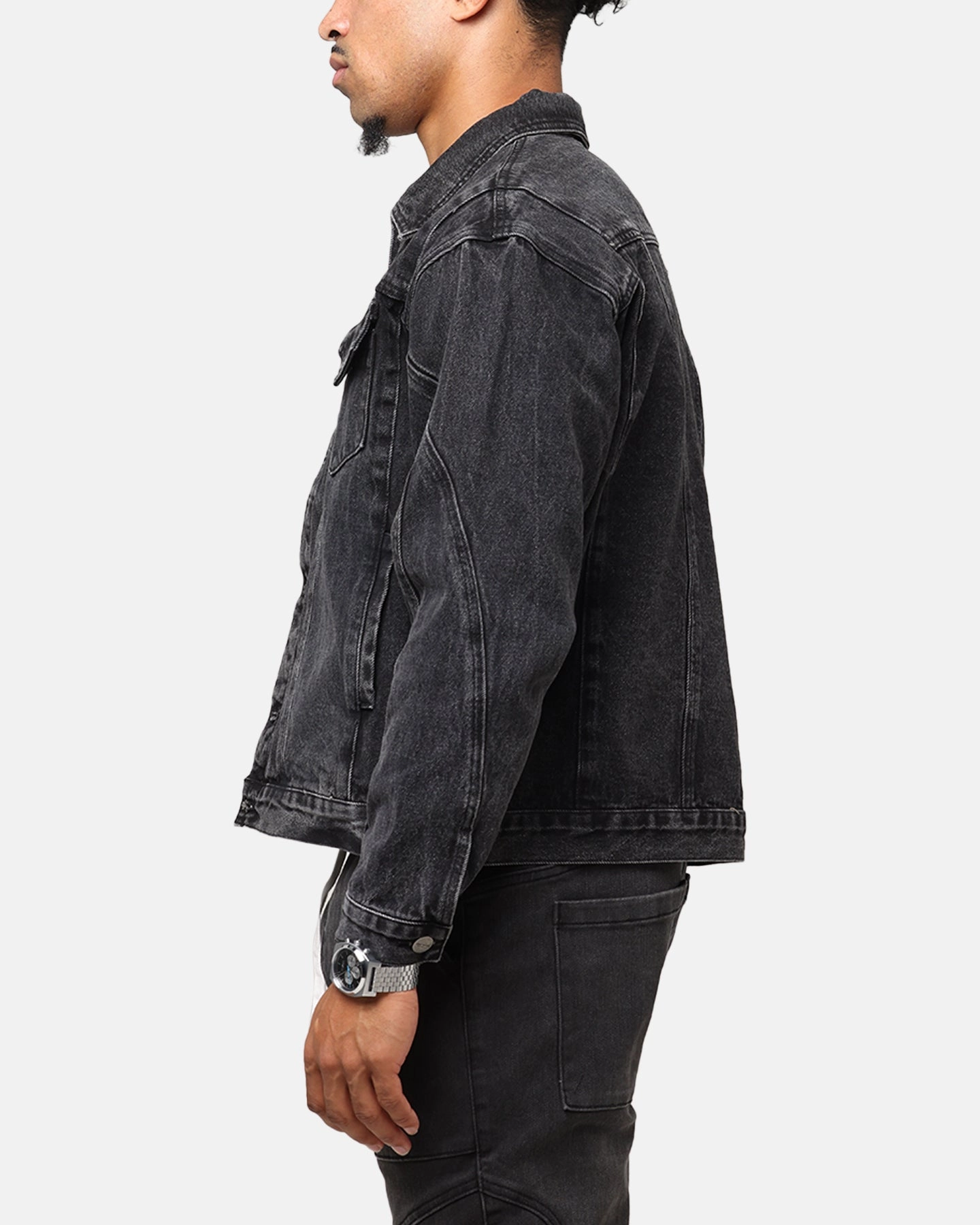 swimmers festival - goers Saint Morta Armoury Denim Jacket Black Shadow