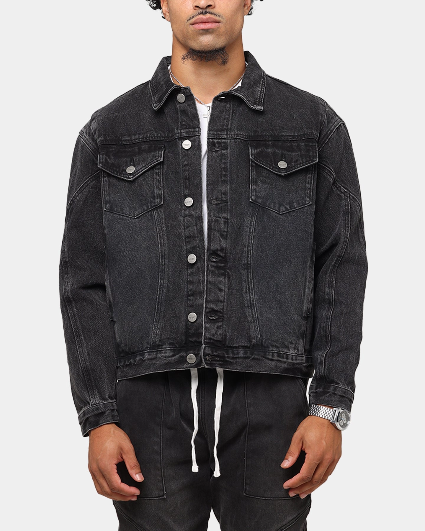 Saint Morta Armoury Denim Jacket Black Shadow Party outfit