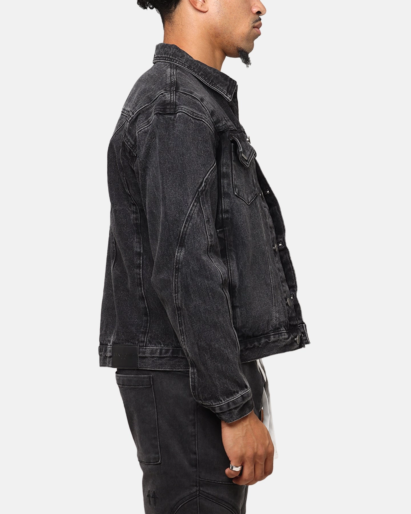 full-zip Saint Morta Armoury Denim Jacket Black Shadow