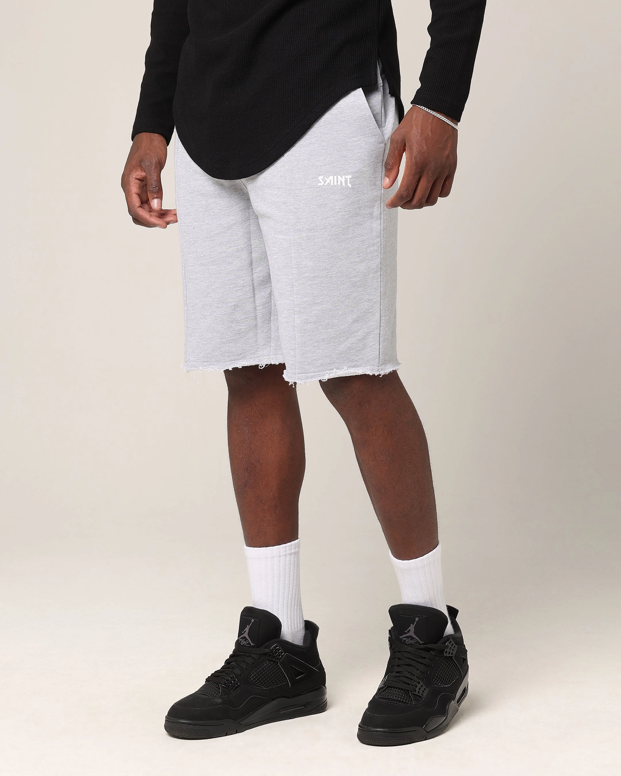High-waisted Saint Morta Baggy 90's Sweat Shorts Light Grey Marl