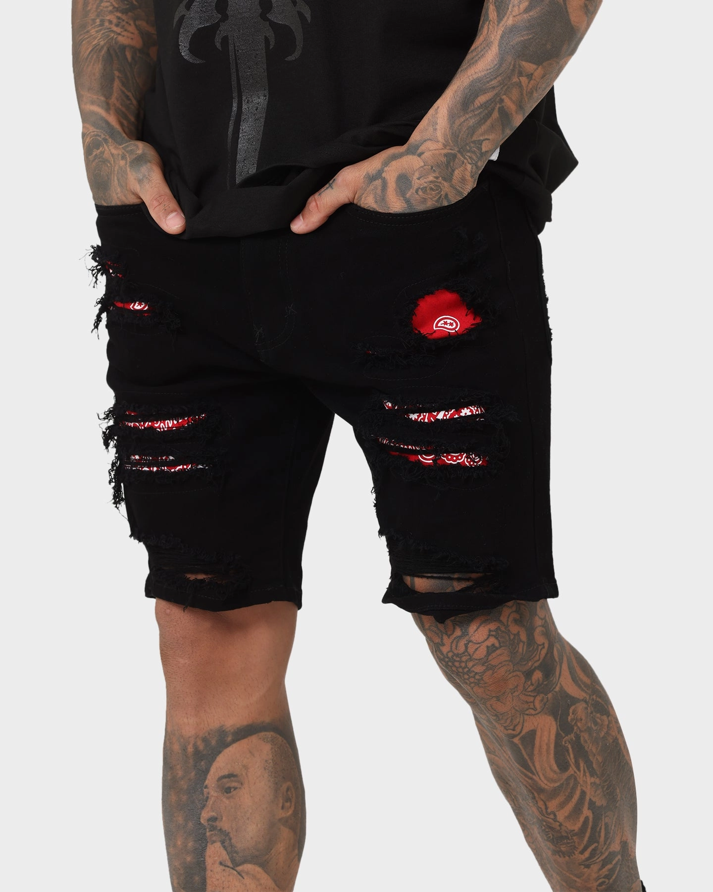 Durable Feel Four Way Stretch Saint Morta Bandana Summum Shorts Black/Red