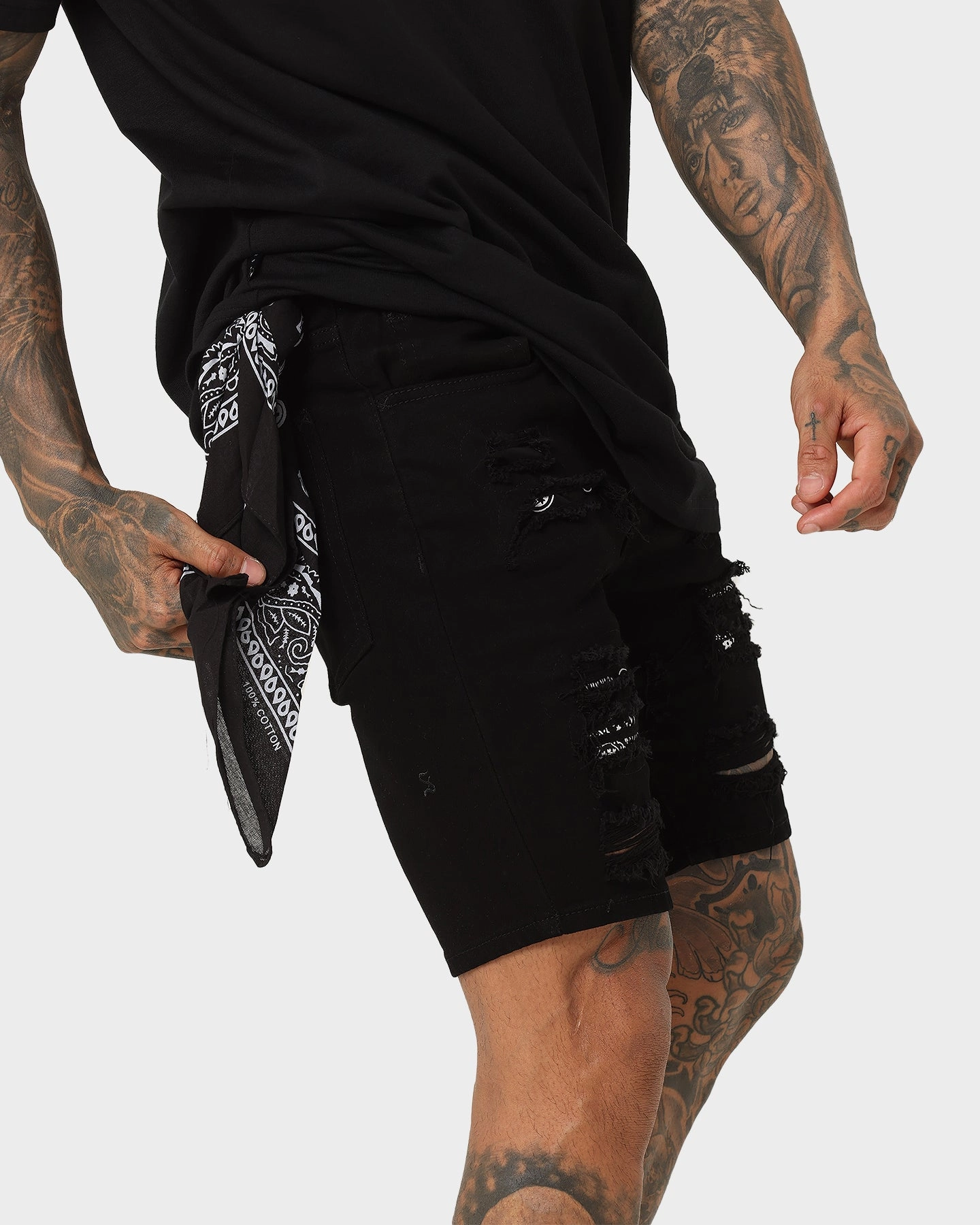 Saint Morta Bandana Summum Shorts Black/White linen option
