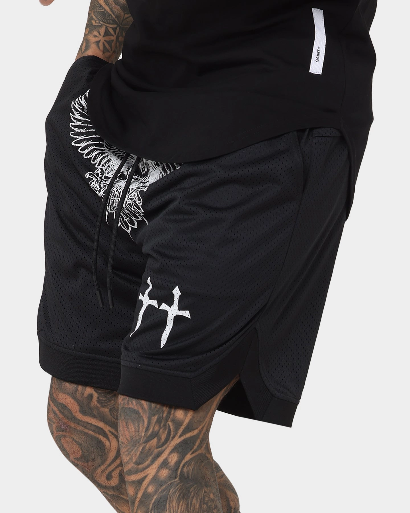 Soft touch finish Saint Morta Bird Of Prey Basketball Shorts Black/White