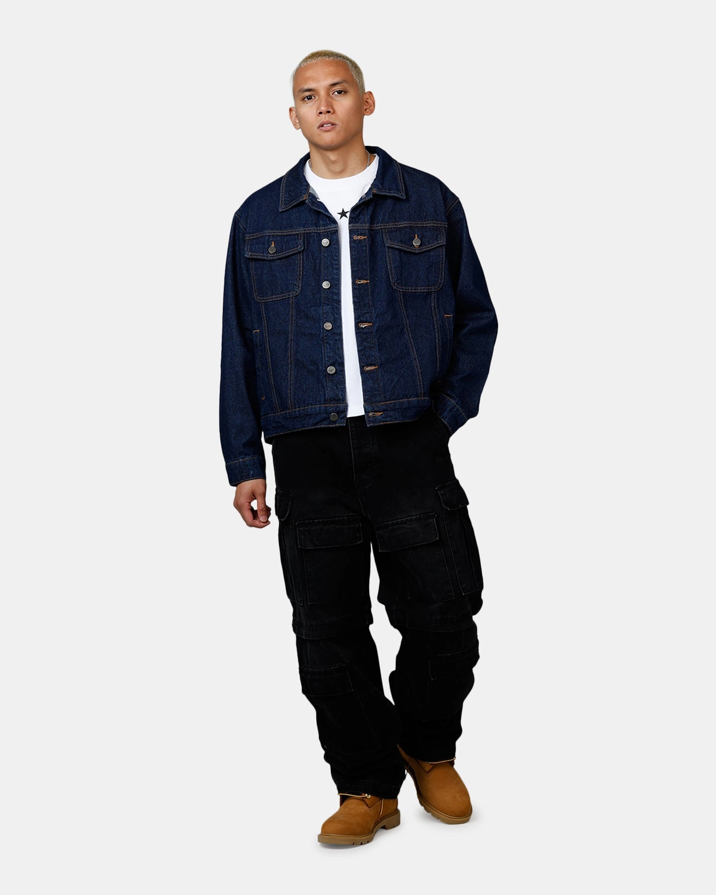 Bill Subtle Saint Morta Boxy Denim Jacket Indigo/Tan