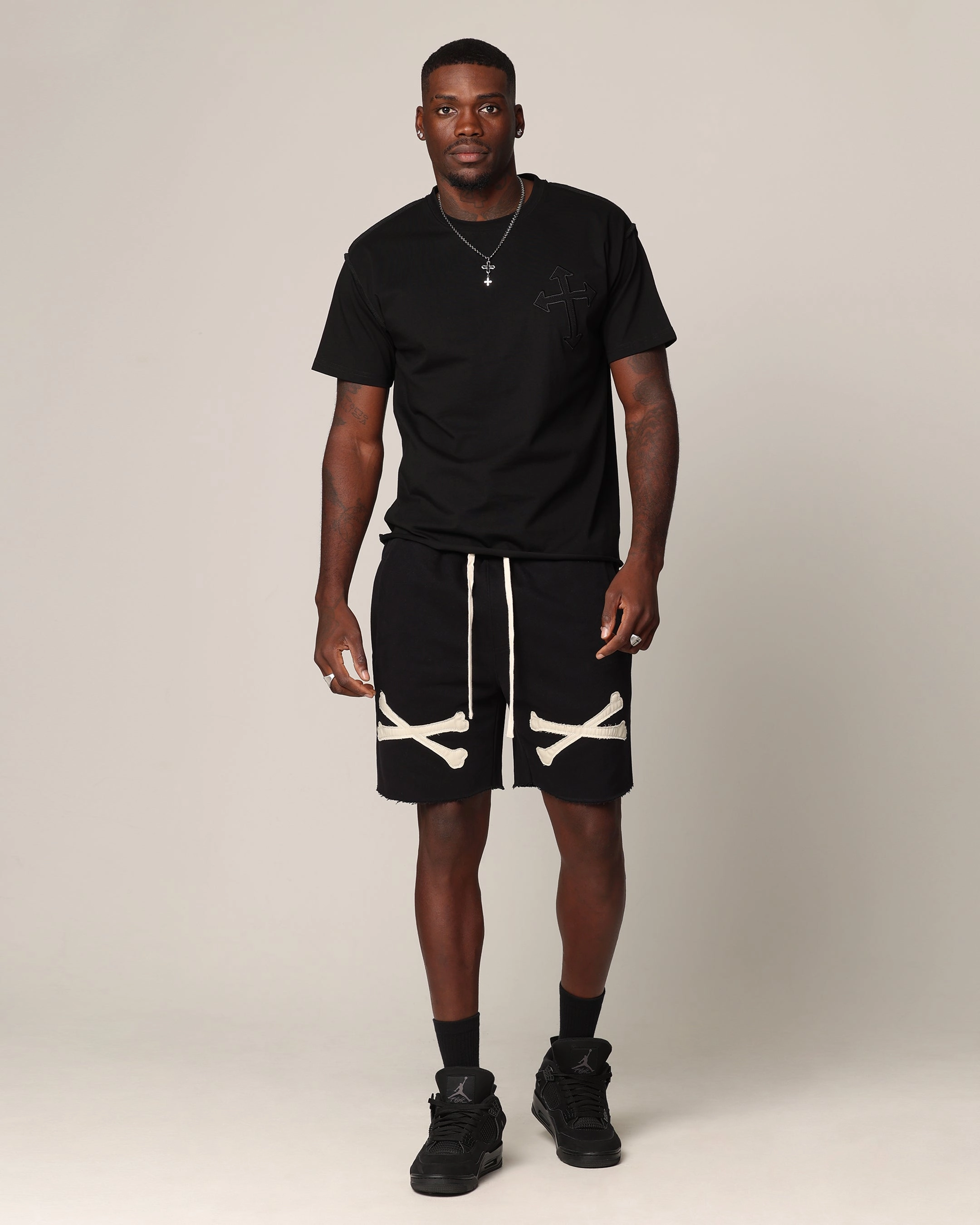 Saint Morta Bxnes Sweat Shorts Black Polyester fabric