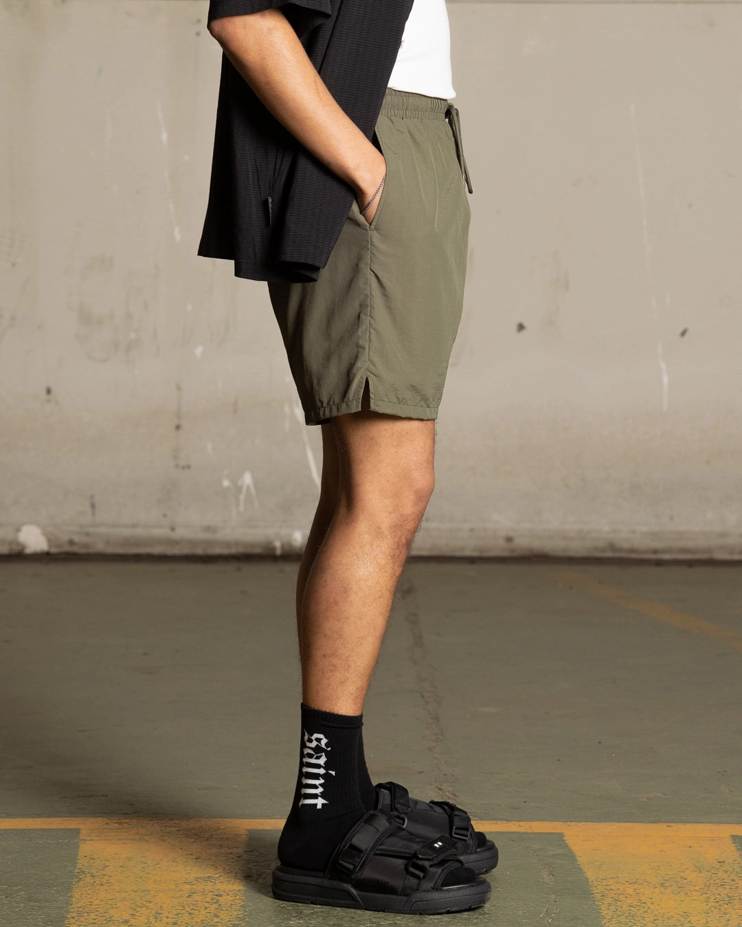 Effortless Wear tropical style Saint Morta Cali Beach Shorts Khaki Green
