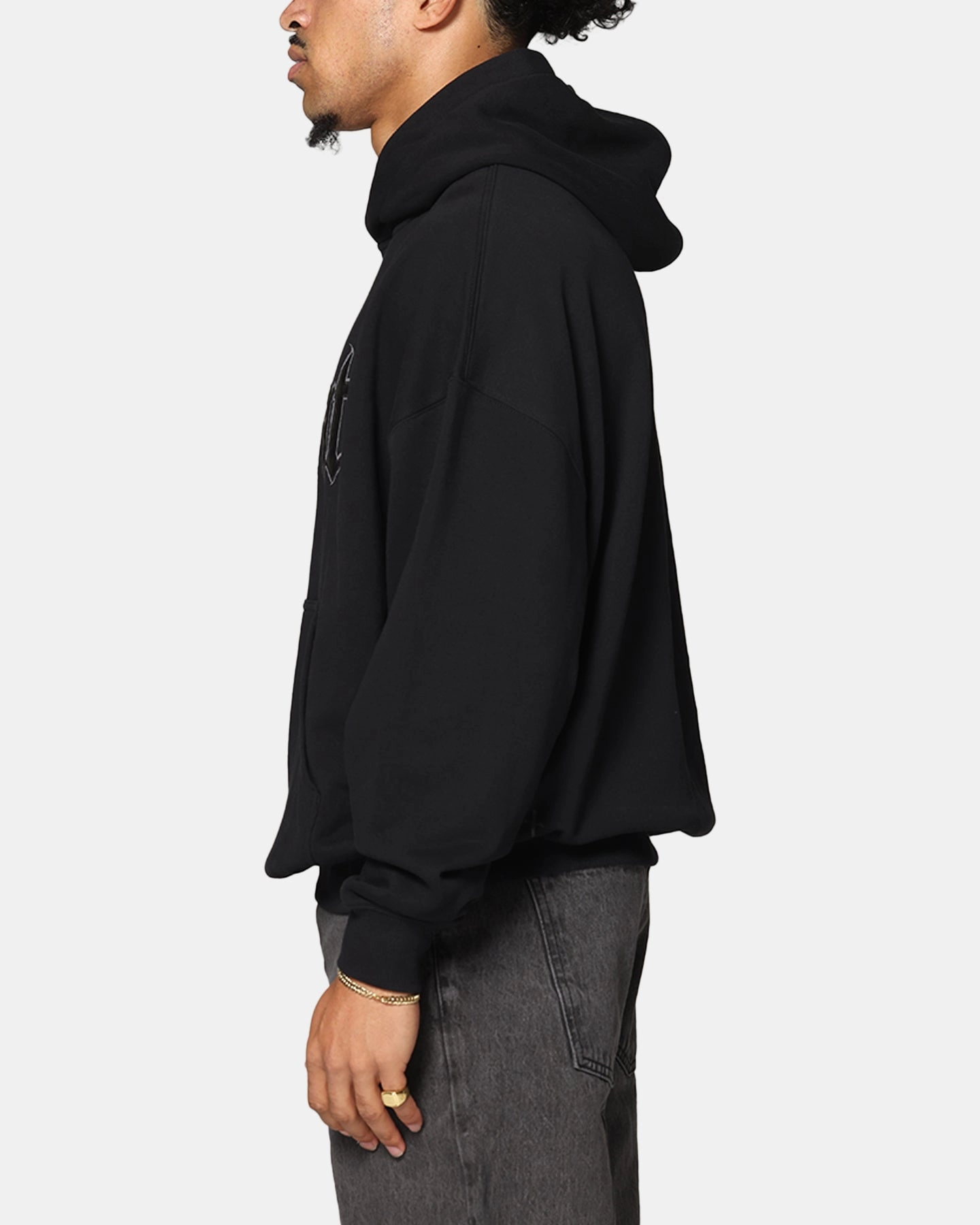 Saint Morta Cambronne Layered Boxy Hoodie Black/Black Antibacterial Fiber Blend suitable for scientists