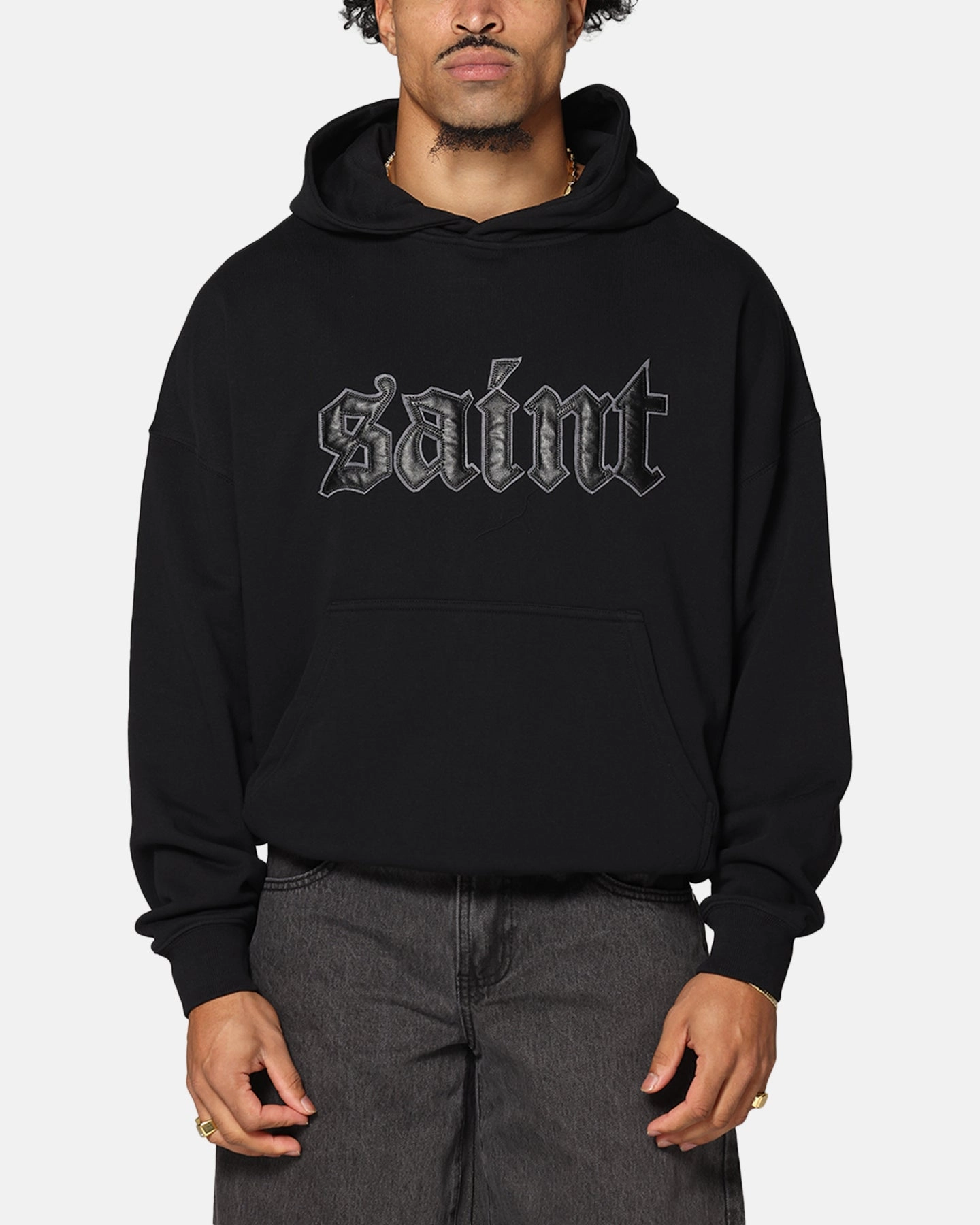 Saint Morta Cambronne Layered Boxy Hoodie Black/Black suitable for miners anti static