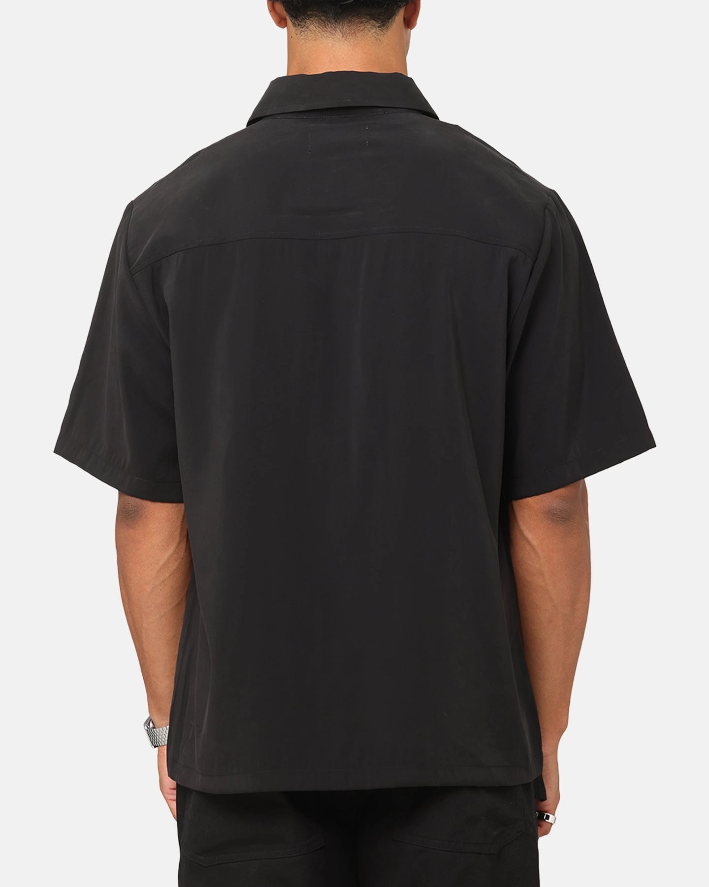 Saint Morta Cargo Button Up Shirt Black Plaid Design