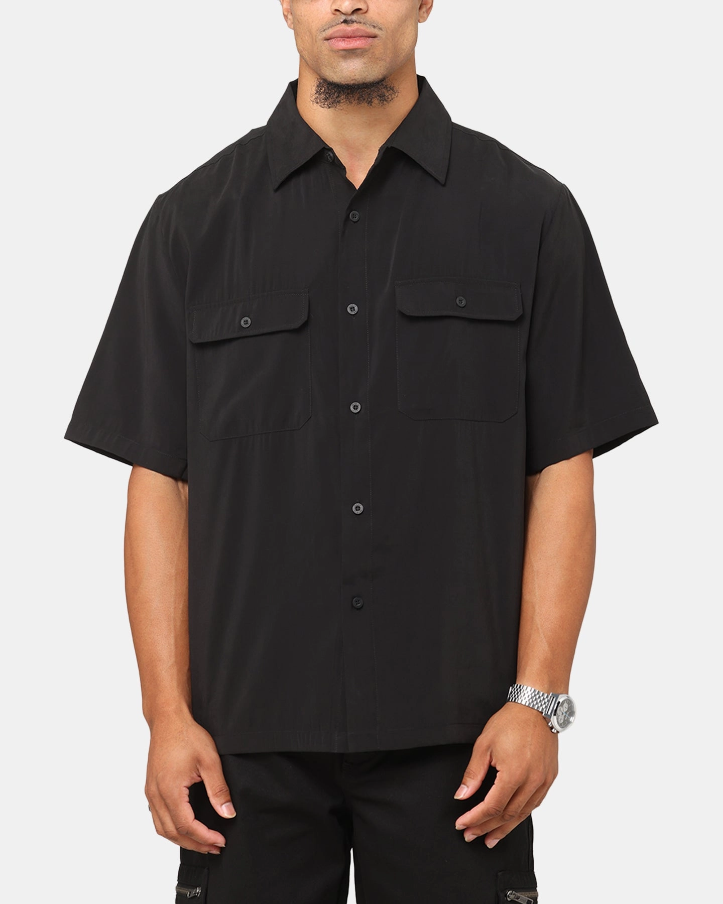 Saint Morta Cargo Button Up Shirt Black Contemporary Style Active Wear