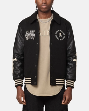 Urban Edge Saint Morta Ceremonies Varsity Jacket Black/Tan