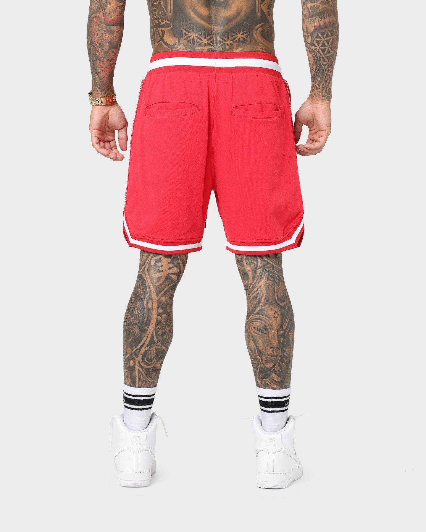Saint Morta Ceremony Basketball Shorts Red/White Soft Stretch nylon blend