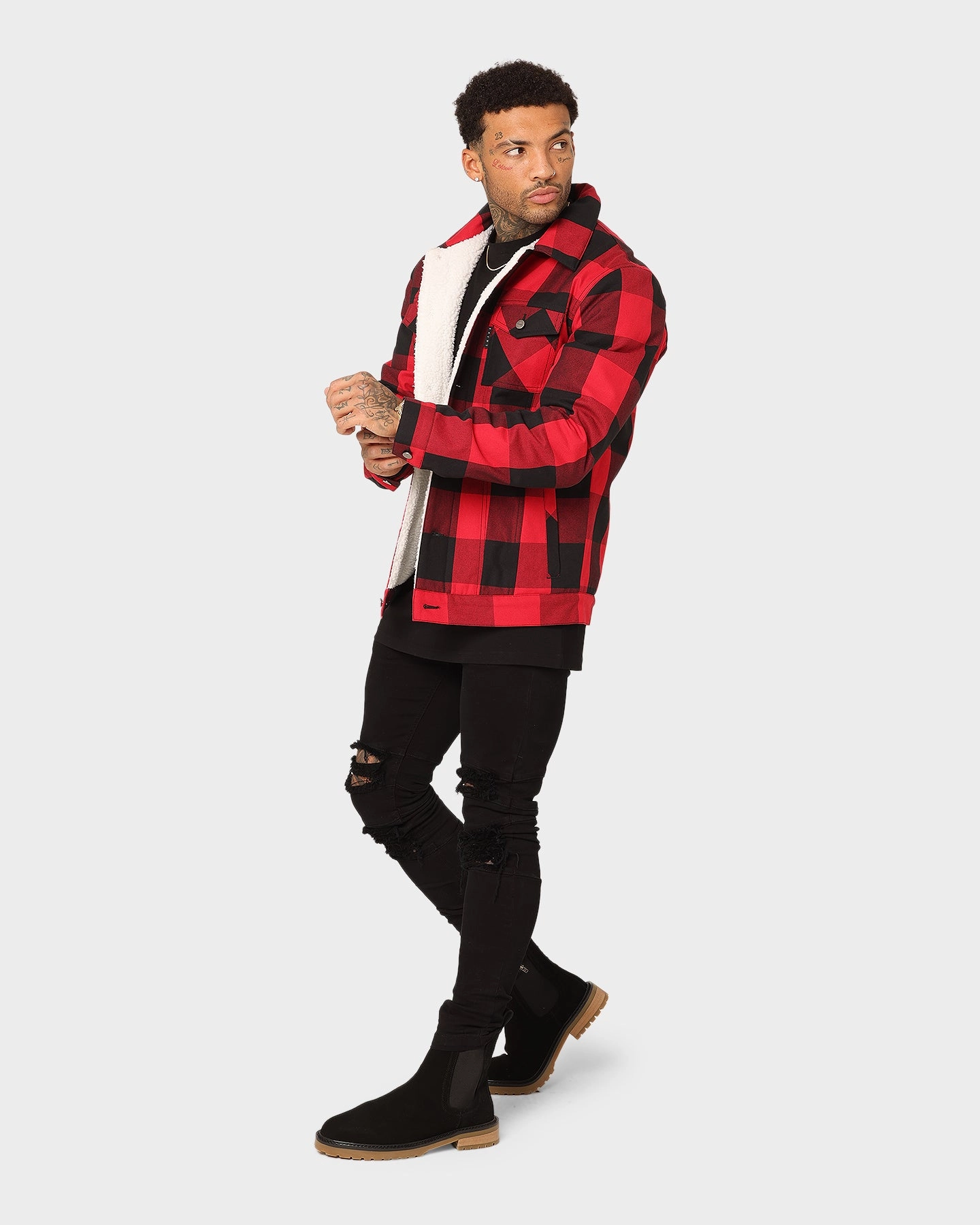 Revolutionize Youth Saint Morta Checks Sherpa Jacket Black/Red