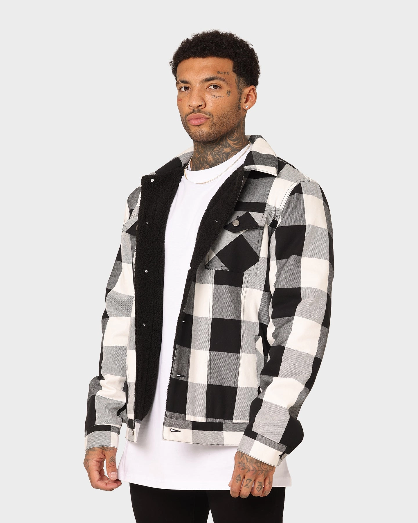 Saint Morta Checks Sherpa Jacket Black/White Easy Zip