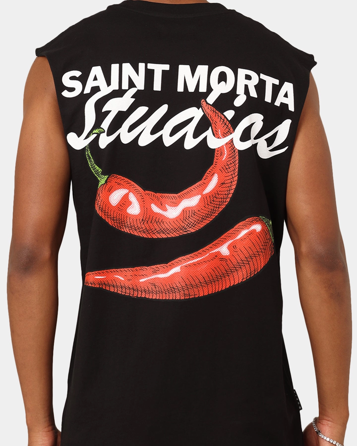 Soft and Lightweight Saint Morta Chilli Fusion Muscle T-Shirt Black