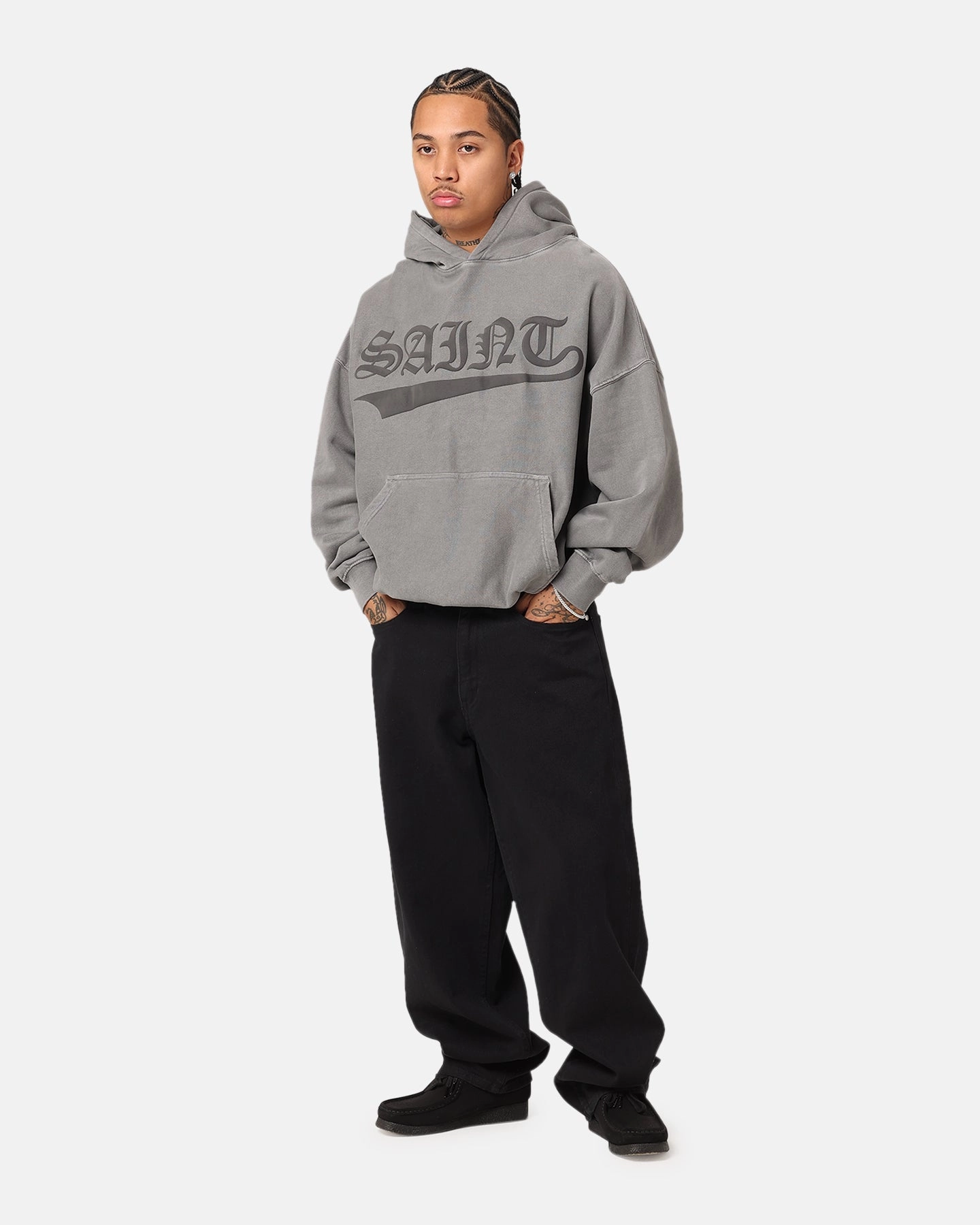 Designer Magnetic Closure System Saint Morta Chroma Hoodie Washed Charcoal