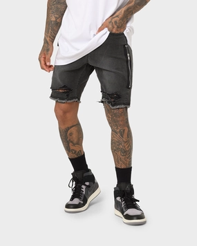Saint Morta Codex Denim Shorts Vintage Black Modern Design Seamless Waistband