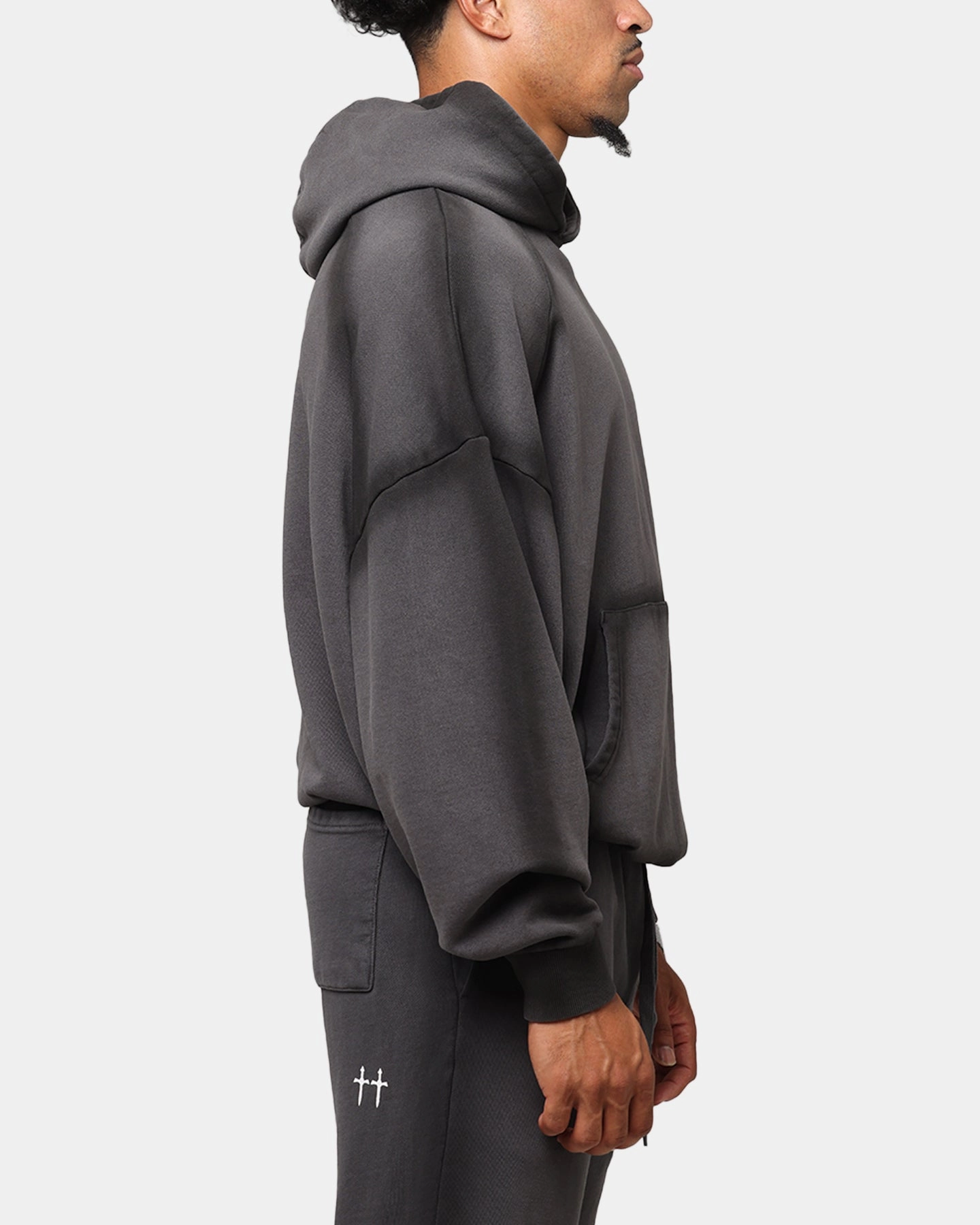 Universal Size Adaptation Adjustable Saint Morta Contrast Wash Hoodie Black Wash